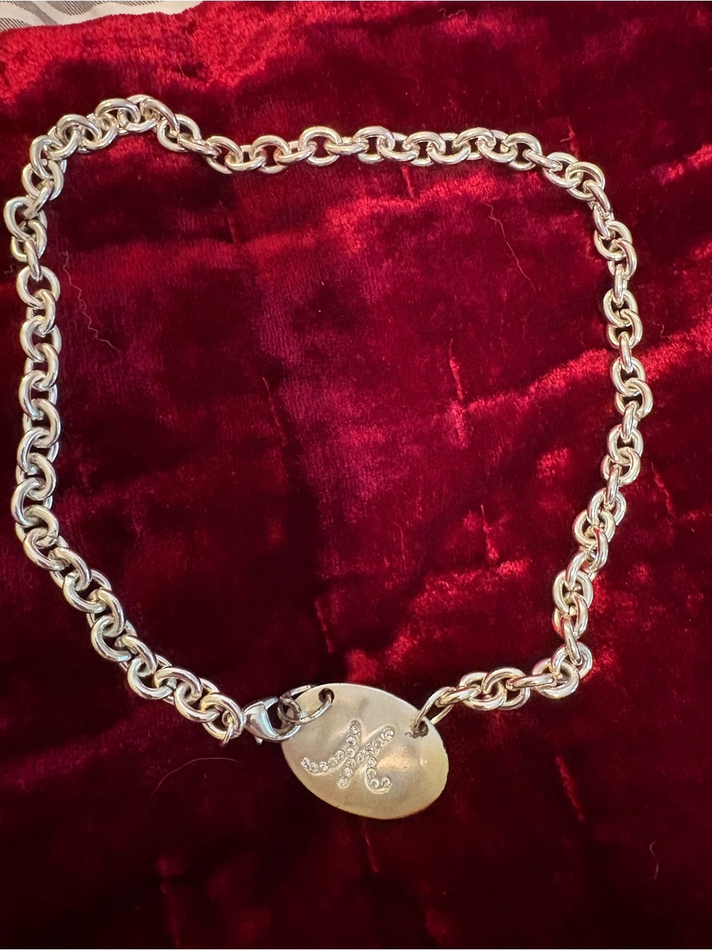 Silver-Tone Initial Pendant Chain Necklace - Women 17”